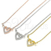 Collares con Dije 04.336.0020.1.16 Plata Rodinada, Diseño de Corazón, con Micro Pave Blanca, Pulido, Tono Rosado (Grosor 01 MM, 16 Pulgadas de Largo)
