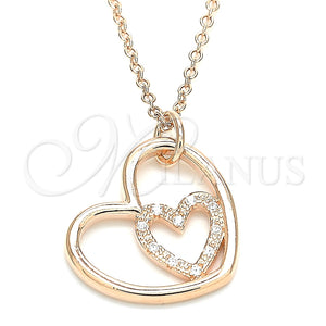 Collares con Dije 04.336.0027.1.16 Plata Rodinada, Diseño de Corazón, con Zirconia Cubica Blanca, Pulido, Tono Rosado (Grosor 01 MM, 16 Pulgadas de Largo)