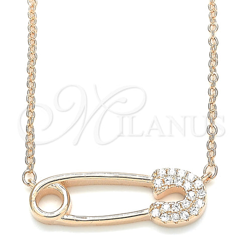 Collares con Dije 04.336.0047.1.16 Plata Rodinada, con Zirconia Cubica Blanca, Pulido, Tono Rosado (Grosor 01 MM, 16 Pulgadas de Largo)