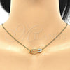 Collares con Dije 04.336.0047.2.16 Plata Rodinada, Diseño de Paperclip, con Zirconia Cubica Blanca, Pulido, Tono Dorado (Grosor 01 MM, 16 Pulgadas de Largo)