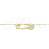 Collares con Dije 04.336.0047.2.16 Plata Rodinada, Diseño de Paperclip, con Zirconia Cubica Blanca, Pulido, Tono Dorado (Grosor 01 MM, 16 Pulgadas de Largo)