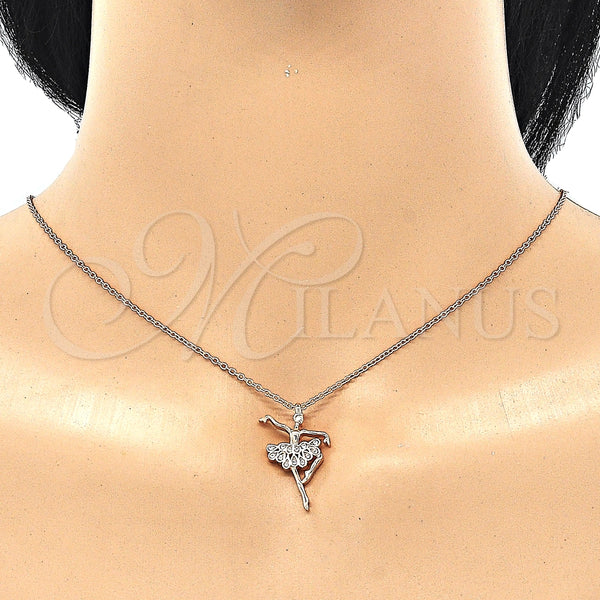 Collares con Dije 04.336.0157.1.16 Plata Rodinada, con Zirconia Cubica Blanca, Pulido, Tono Rosado (Grosor 01 MM, 16 Pulgadas de Largo)
