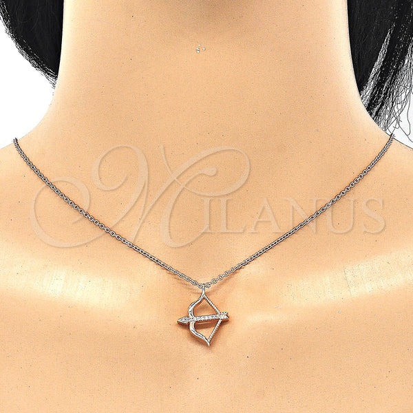 Collares con Dije 04.336.0060.1.16 Plata Rodinada, con Zirconia Cubica Blanca, Pulido, Tono Rosado (Grosor 01 MM, 16 Pulgadas de Largo)