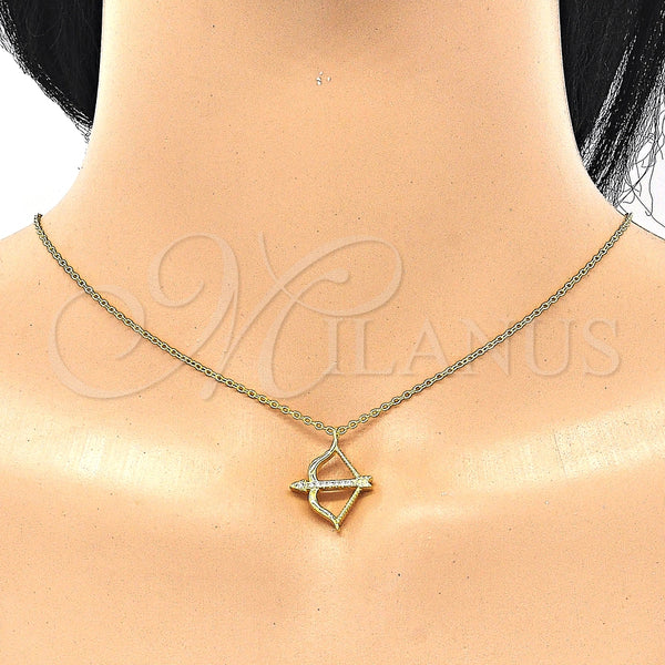 Collares con Dije 04.336.0060.2.16 Plata Rodinada, con Zirconia Cubica Blanca, Pulido, Tono Dorado (Grosor 01 MM, 16 Pulgadas de Largo)