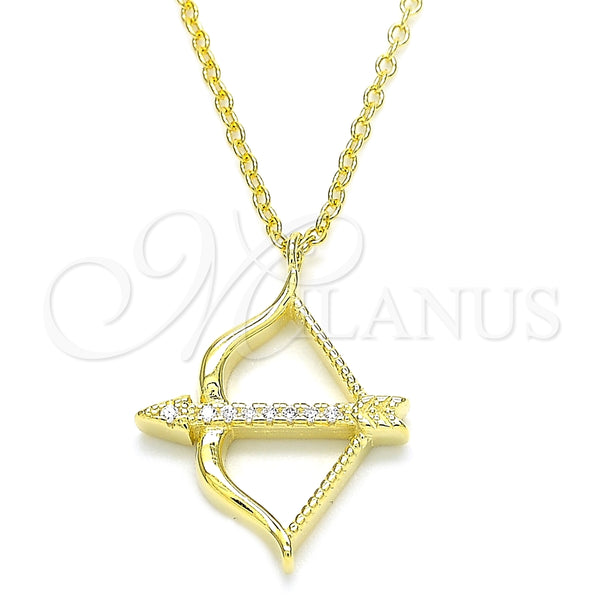 Collares con Dije 04.336.0060.2.16 Plata Rodinada, con Zirconia Cubica Blanca, Pulido, Tono Dorado (Grosor 01 MM, 16 Pulgadas de Largo)