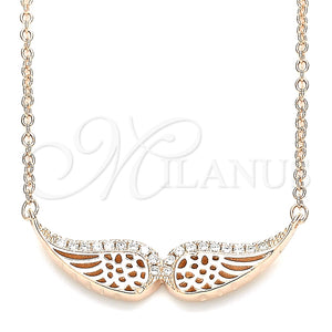 Collares con Dije 04.336.0003.1.16 Plata Rodinada, con Zirconia Cubica Blanca, Pulido, Tono Rosado (Grosor 01 MM, 16 Pulgadas de Largo)