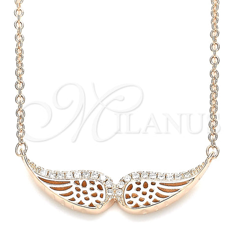 Collares con Dije 04.336.0003.1.16 Plata Rodinada, con Zirconia Cubica Blanca, Pulido, Tono Rosado (Grosor 01 MM, 16 Pulgadas de Largo)