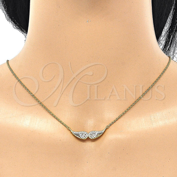 Collares con Dije 04.336.0003.2.16 Plata Rodinada, con Zirconia Cubica Blanca, Pulido, Tono Dorado (Grosor 01 MM, 16 Pulgadas de Largo)