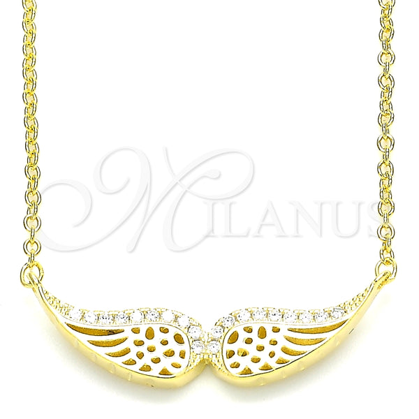 Collares con Dije 04.336.0003.2.16 Plata Rodinada, con Zirconia Cubica Blanca, Pulido, Tono Dorado (Grosor 01 MM, 16 Pulgadas de Largo)