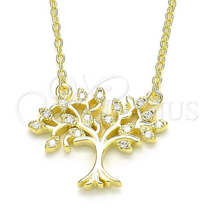 Collares con Dije 04.336.0045.2.16 Plata Rodinada, Diseño de Ãrbol, con Zirconia Cubica Blanca, Pulido, Tono Dorado (Grosor 01 MM, 16 Pulgadas de Largo)