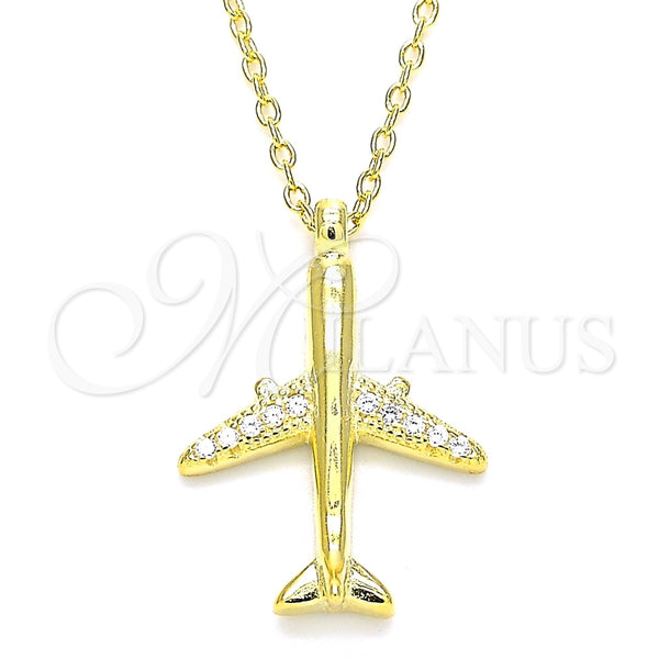 Collares con Dije 04.336.0159.2.16 Plata Rodinada, con Zirconia Cubica Blanca, Pulido, Tono Dorado (Grosor 01 MM, 16 Pulgadas de Largo)