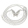 Collares con Dije 04.336.0160.16 Plata Rodinada, Diseño de Mariposa, con Zirconia Cubica Blanca, Pulido, Rodinado (Grosor 01 MM, 16 Pulgadas de Largo)