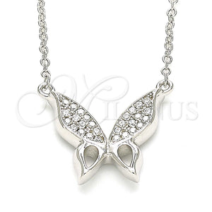 Collares con Dije 04.336.0160.16 Plata Rodinada, Diseño de Mariposa, con Zirconia Cubica Blanca, Pulido, Rodinado (Grosor 01 MM, 16 Pulgadas de Largo)