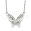 Collares con Dije 04.336.0160.16 Plata Rodinada, Diseño de Mariposa, con Zirconia Cubica Blanca, Pulido, Rodinado (Grosor 01 MM, 16 Pulgadas de Largo)