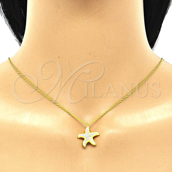 Collares con Dije 04.336.0170.2.16 Plata Rodinada, con Zirconia Cubica Blanca, Pulido, Tono Dorado (Grosor 01 MM, 16 Pulgadas de Largo)