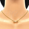 Collares con Dije 04.336.0173.2.16 Plata Rodinada, Diseño de Infinito, con Zirconia Cubica Blanca, Pulido, Tono Dorado (Grosor 01 MM, 16 Pulgadas de Largo)