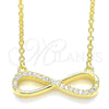 Collares con Dije 04.336.0173.2.16 Plata Rodinada, Diseño de Infinito, con Zirconia Cubica Blanca, Pulido, Tono Dorado (Grosor 01 MM, 16 Pulgadas de Largo)