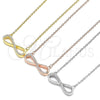 Collares con Dije 04.336.0173.2.16 Plata Rodinada, Diseño de Infinito, con Zirconia Cubica Blanca, Pulido, Tono Dorado (Grosor 01 MM, 16 Pulgadas de Largo)
