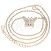 Collares con Dije 04.336.0042.1.16 Plata Rodinada, Diseño de Mariposa, con Zirconia Cubica Blanca, Pulido, Tono Rosado (Grosor 01 MM, 16 Pulgadas de Largo)