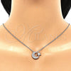 Collares con Dije 04.336.0179.16 Plata Rodinada, Diseño de Luna y Estrella, con Zirconia Cubica Blanca, Pulido, Rodinado (Grosor 01 MM, 16 Pulgadas de Largo)