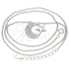 Collares con Dije 04.336.0179.16 Plata Rodinada, Diseño de Luna y Estrella, con Zirconia Cubica Blanca, Pulido, Rodinado (Grosor 01 MM, 16 Pulgadas de Largo)