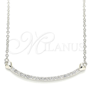 Collares con Dije 04.336.0182.16 Plata Rodinada, Diseño de Corazón, con Zirconia Cubica Blanca, Pulido, Rodinado (Grosor 01 MM, 16 Pulgadas de Largo)