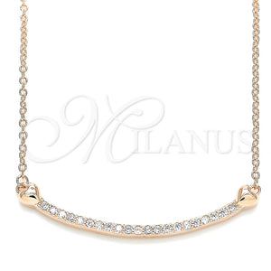 Collares con Dije 04.336.0182.1.16 Plata Rodinada, Diseño de Corazón, con Zirconia Cubica Blanca, Pulido, Tono Rosado (Grosor 01 MM, 16 Pulgadas de Largo)