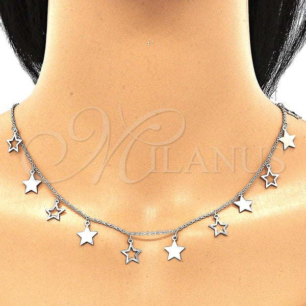 Collares con Dije 04.336.0184.16 Plata Rodinada, Diseño de Estrella, Pulido, Rodinado (Grosor 01 MM, 16 Pulgadas de Largo)