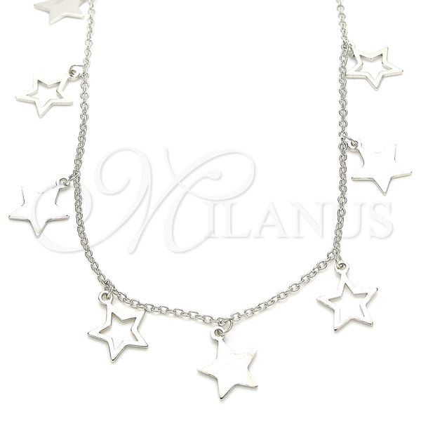 Collares con Dije 04.336.0184.16 Plata Rodinada, Diseño de Estrella, Pulido, Rodinado (Grosor 01 MM, 16 Pulgadas de Largo)