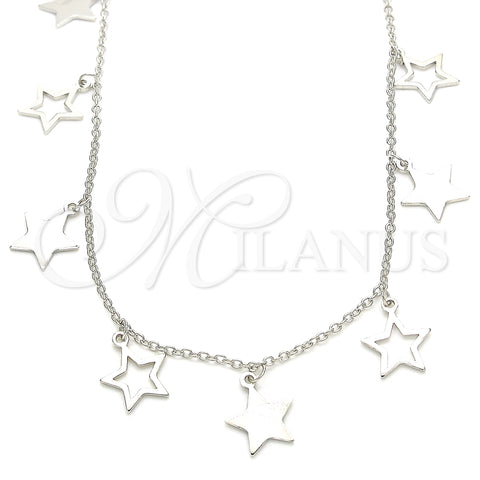 Collares con Dije 04.336.0184.16 Plata Rodinada, Diseño de Estrella, Pulido, Rodinado (Grosor 01 MM, 16 Pulgadas de Largo)