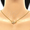 Collares con Dije 04.336.0185.2.16 Plata Rodinada, Diseño de Amor y Corazón, con Zirconia Cubica Blanca, Pulido, Tono Dorado (Grosor 01 MM, 16 Pulgadas de Largo)