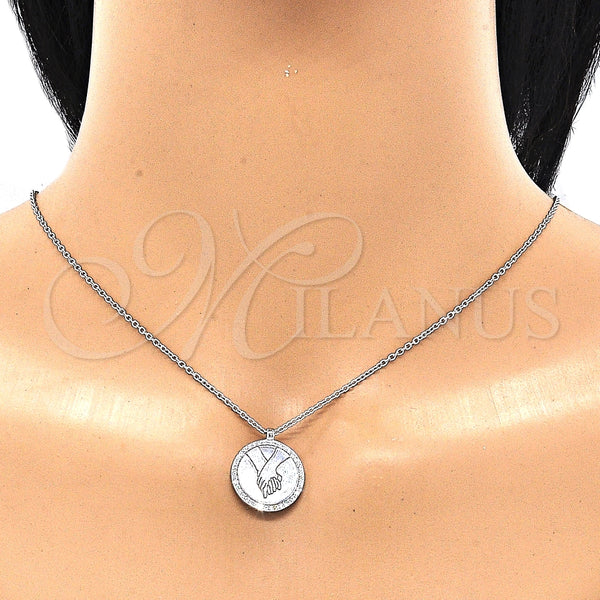 Collares con Dije 04.336.0186.16 Plata Rodinada, con Zirconia Cubica Blanca, Pulido, Rodinado (Grosor 01 MM, 16 Pulgadas de Largo)