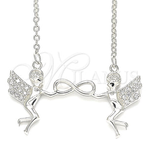 Collares con Dije 04.336.0188.16 Plata Rodinada, Diseño de Angel y Infinito, con Zirconia Cubica Blanca, Pulido, Rodinado (Grosor 01 MM, 16 Pulgadas de Largo)