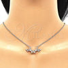 Collares con Dije 04.336.0190.16 Plata Rodinada, Diseño de Mariposa, con Zirconia Cubica Blanca, Pulido, Rodinado (Grosor 01 MM, 16 Pulgadas de Largo)