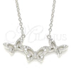 Collares con Dije 04.336.0190.16 Plata Rodinada, Diseño de Mariposa, con Zirconia Cubica Blanca, Pulido, Rodinado (Grosor 01 MM, 16 Pulgadas de Largo)