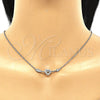 Collares con Dije 04.336.0191.16 Plata Rodinada, Diseño de Corazón, con Blanca Zirconia Cubica, Pulido, Rodinado (01 MM Thickness, 16 Inches Length)