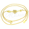 Collares con Dije 04.336.0191.2.16 Plata Rodinada, Diseño de Corazón, con Blanca Zirconia Cubica, Pulido, Tono Dorado (01 MM Thickness, 16 Inches Length)