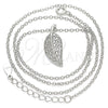 Collares con Dije 04.336.0194.16 Plata Rodinada, Diseño de Oja, con Zirconia Cubica Blanca, Pulido, Rodinado (Grosor 01 MM, 16 Pulgadas de Largo)