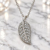 Collares con Dije 04.336.0194.16 Plata Rodinada, Diseño de Oja, con Zirconia Cubica Blanca, Pulido, Rodinado (Grosor 01 MM, 16 Pulgadas de Largo)