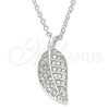 Collares con Dije 04.336.0194.16 Plata Rodinada, Diseño de Oja, con Zirconia Cubica Blanca, Pulido, Rodinado (Grosor 01 MM, 16 Pulgadas de Largo)