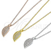 Collares con Dije 04.336.0194.16 Plata Rodinada, Diseño de Oja, con Zirconia Cubica Blanca, Pulido, Rodinado (Grosor 01 MM, 16 Pulgadas de Largo)