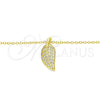 Collares con Dije 04.336.0194.2.16 Plata Rodinada, Diseño de Oja, con Zirconia Cubica Blanca, Pulido, Tono Dorado (Grosor 01 MM, 16 Pulgadas de Largo)