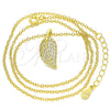 Collares con Dije 04.336.0194.2.16 Plata Rodinada, Diseño de Oja, con Zirconia Cubica Blanca, Pulido, Tono Dorado (Grosor 01 MM, 16 Pulgadas de Largo)
