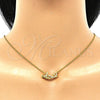 Collares con Dije 04.336.0021.2.16 Plata Rodinada, Diseño de Amor, con Zirconia Cubica Blanca, Pulido, Tono Dorado (Grosor 01 MM, 16 Pulgadas de Largo)