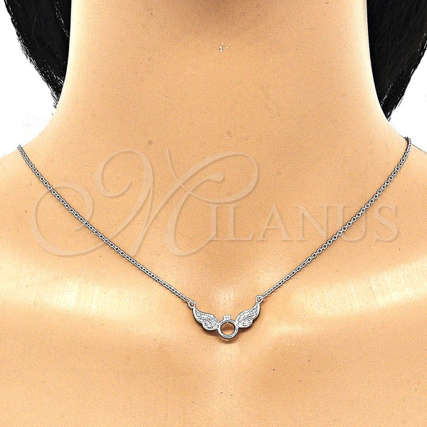 Collares con Dije 04.336.0197.16 Plata Rodinada, con Zirconia Cubica Blanca, Pulido, Rodinado (Grosor 01 MM, 16 Pulgadas de Largo)