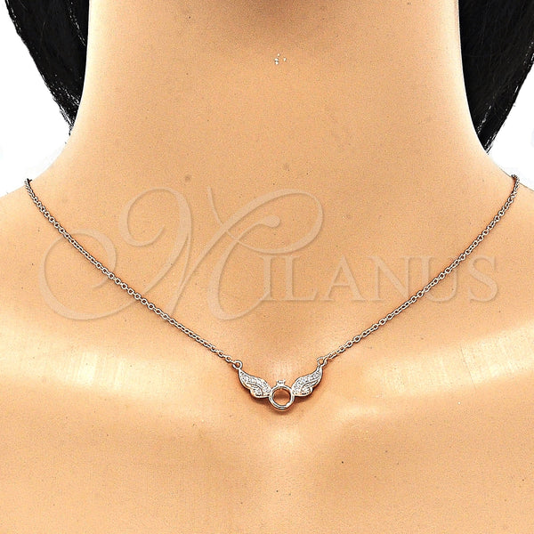 Collares con Dije 04.336.0197.1.16 Plata Rodinada, con Zirconia Cubica Blanca, Pulido, Tono Rosado (Grosor 01 MM, 16 Pulgadas de Largo)