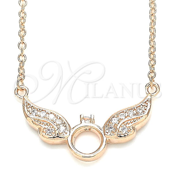 Collares con Dije 04.336.0197.1.16 Plata Rodinada, con Zirconia Cubica Blanca, Pulido, Tono Rosado (Grosor 01 MM, 16 Pulgadas de Largo)