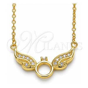 Collares con Dije 04.336.0197.2.16 Plata Rodinada, con Zirconia Cubica Blanca, Pulido, Tono Dorado (Grosor 01 MM, 16 Pulgadas de Largo)
