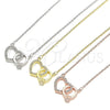 Collares con Dije 04.336.0023.2.16 Plata Rodinada, Diseño de Corazón, con Zirconia Cubica Blanca y Cristal Blanca, Pulido, Tono Dorado (Grosor 01 MM, 16 Pulgadas de Largo)