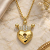 Collares con Dije 04.336.0010.2.16 Plata Rodinada, Diseño de Candado y Corona, Pulido, Tono Dorado (Grosor 01 MM, 6 Pulgadas de Largo)